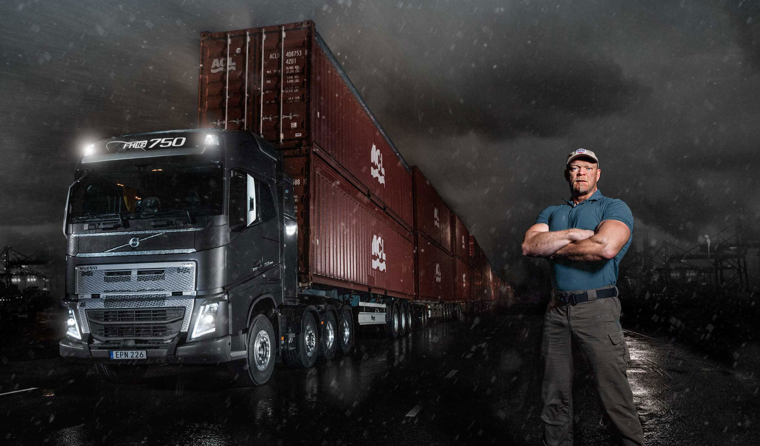 Volvo FH16 med I-Shift med krybegear trækker 750 tons